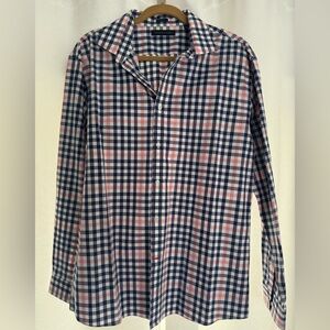 Tommy Hilfiger Mens Sz 17 34/35 Slim Fit Long Sleeve Shirt White Blue Pink